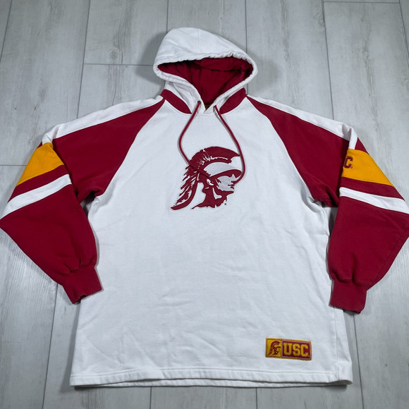 VTG Lee Sports USC Trojans Hoodie Adult Large Classic White Sweatshirt 90s - Picture 1 of 15